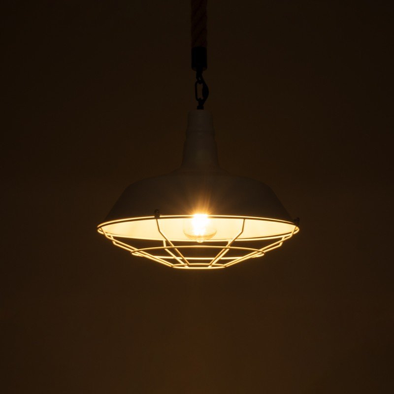 GLOBOSTAR® CRANE 01409 Vintage Κρεμαστό Φωτιστικό Οροφής με Ντουί 1 x E27 AC 220-240V IP20 - Λευκό & Μπεζ - Μ36 x Π36 x Υ31cm