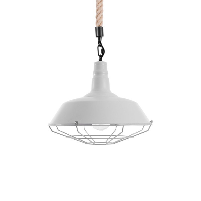 GLOBOSTAR® CRANE 01409 Vintage Κρεμαστό Φωτιστικό Οροφής με Ντουί 1 x E27 AC 220-240V IP20 - Λευκό & Μπεζ - Μ36 x Π36 x Υ31cm