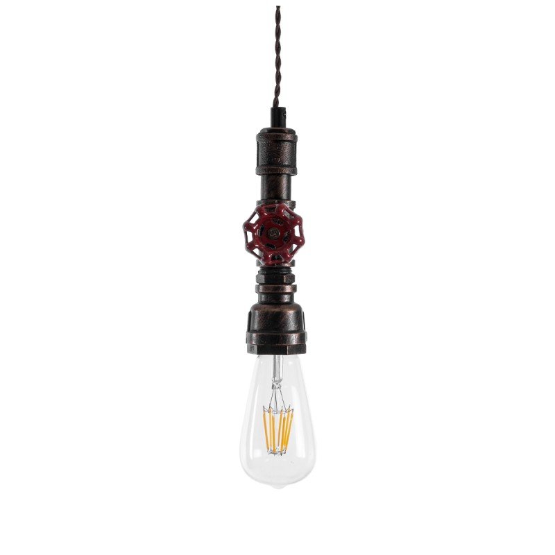 GLOBOSTAR® SPIGOT 01414 Vintage Κρεμαστό Φωτιστικό Οροφής με Ντουί 1 x E27 AC 220-240V IP20 - Καφέ & Κόκκινο - Μ5 x Π5 x Y20cm GLOBOSTAR® SPIGOT 01414 Vintage Κρεμαστό Φωτιστικό Οροφής με Ντουί 1 x E27 AC 220-240V IP20 - Καφέ & Κόκκινο - Μ5 x Π5 x Y20cm