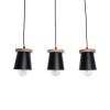 GLOBOSTAR® LANA 01425 Μοντέρνο Κρεμαστό Φωτιστικό Οροφής με Ντουί 3 x E27 AC 220-240V IP20 - Μαύρο & Καφέ - Μ60 x Π13 x Υ18cm