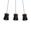 GLOBOSTAR® LANA 01425 Μοντέρνο Κρεμαστό Φωτιστικό Οροφής με Ντουί 3 x E27 AC 220-240V IP20 - Μαύρο & Καφέ - Μ60 x Π13 x Υ18cm