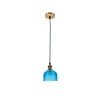 GLOBOSTAR® SEGRETO 01452 Vintage Κρεμαστό Φωτιστικό Οροφής με Ντουί 1 x E27 AC 220-240V IP20 - Μπλε & Χρυσό - Μ14 x Π14 x Υ18cm