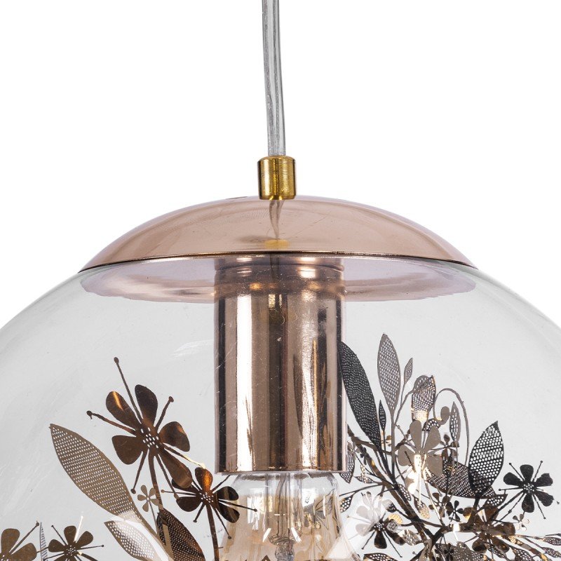 GLOBOSTAR® HARPER 01511 Μοντέρνο Κρεμαστό Φωτιστικό Οροφής με Ντουί 1 x E27 AC 220-240V IP20 - Διάφανο & Χάλκινο - Μ25 x Π25 x Υ30cm