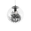 GLOBOSTAR® HARPER 01512 Μοντέρνο Κρεμαστό Φωτιστικό Οροφής με Ντουί 1 x E27 AC 220-240V IP20 - Διάφανο & Μαύρο - Μ25 x Π25 x Υ30cm