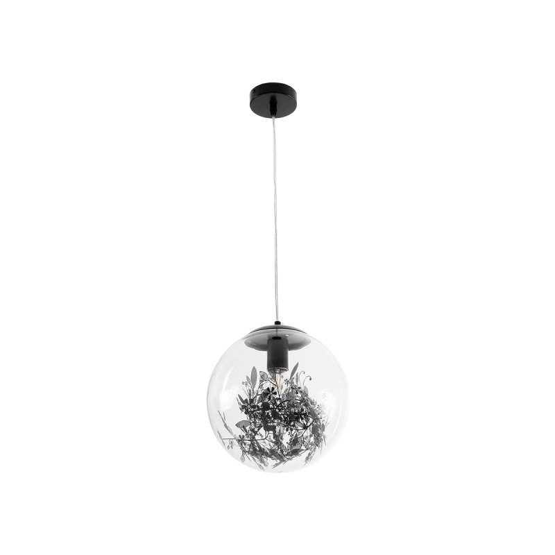 GLOBOSTAR® HARPER 01512 Μοντέρνο Κρεμαστό Φωτιστικό Οροφής με Ντουί 1 x E27 AC 220-240V IP20 - Διάφανο & Μαύρο - Μ25 x Π25 x Υ30cm