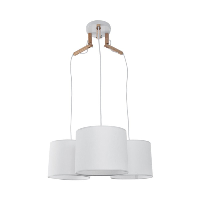GLOBOSTAR® RAMSON 01526 Μοντέρνο Κρεμαστό Φωτιστικό Οροφής με Ντουί 3 x E27 AC 220-240V IP20 - Λευκό & Μπεζ - Μ65 x Π65 x Υ20cm