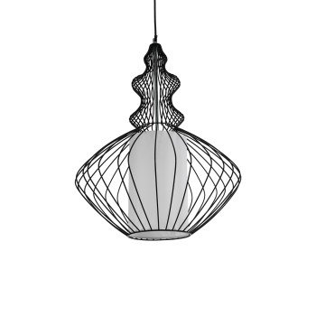 GLOBOSTAR® LILY 01558 Vintage Κρεμαστό Φωτιστικό Οροφής με Ντουί 1 x E27 AC 220-240V IP20 - Μαύρο & Λευκό - Μ43 x Π43 x Υ55cm