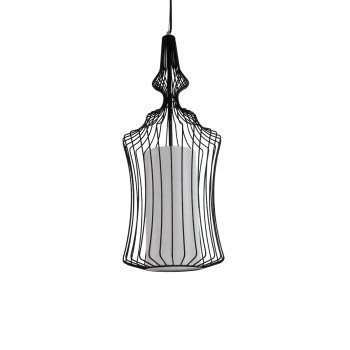 GLOBOSTAR® LILY 01559 Vintage Κρεμαστό Φωτιστικό Οροφής με Ντουί 1 x E27 AC 220-240V IP20 - Μαύρο & Λευκό - Μ25 x Π25 x Υ61cm