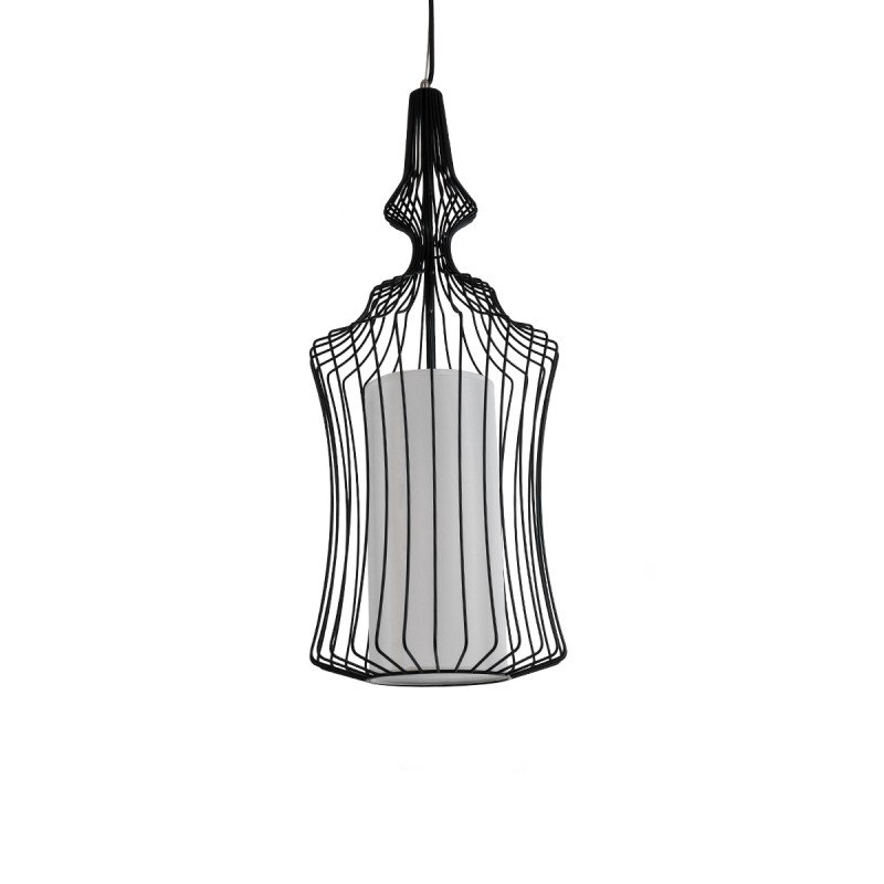 GLOBOSTAR® LILY 01559 Vintage Κρεμαστό Φωτιστικό Οροφής με Ντουί 1 x E27 AC 220-240V IP20 - Μαύρο & Λευκό - Μ25 x Π25 x Υ61cm