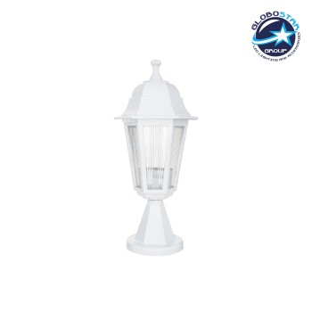 GloboStar® VITRO 203-0200 Vintage Επιδαπέδιο Φωτιστικό Φαναράκι Μονόφωτο 1 x E27 IP44 Λευκό & Διάφανο Πλαστικό - Μ17 x Π17 x Υ40cm