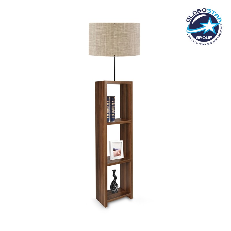GLOBOSTAR® WOODO 204-0051 Μοντέρνο Επιδαπέδιο Φωτιστικό με Ντουί 1 x E27 AC 220-240V IP20 - Καφέ & Μπεζ - Μ38 x Π38 x Υ150cm