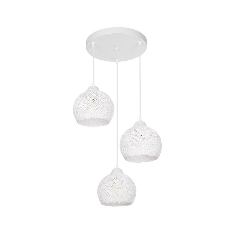 GLOBOSTAR® YASAM 203-0023 Vintage Κρεμαστό Φωτιστικό Οροφής με Ντουί 3 x E27 AC 220-240V IP20 - Λευκό - Μ42 x Π42 x Υ54cm