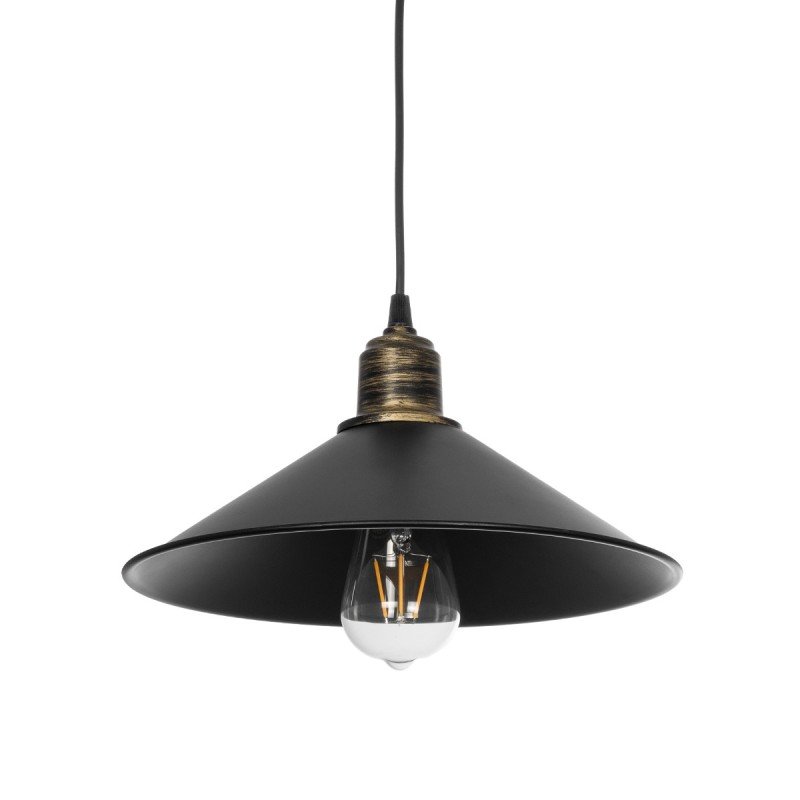 GLOBOSTAR® FERRO 203-0082 Μοντέρνο Κρεμαστό Φωτιστικό Οροφής με Ντουί 1 x E27 AC 220-240V IP20 - Μαύρο & Μπρούτζινο - Μ30 x Π30 x Υ15cm