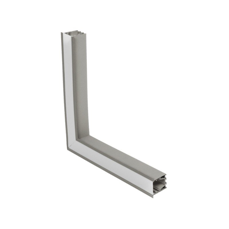 GLOBOSTAR® ALP-CORNER-SIDE90 RECESSA 61790 Χωνευτό Προφίλ Αλουμινίου Γωνία με Λευκό Γαλακτερό Πατητό Κάλυμμα για Ταινίες LED IP20 - Γκρι Ανθρακί Ματ - Μ30 x Π3.5 x Υ4cm
