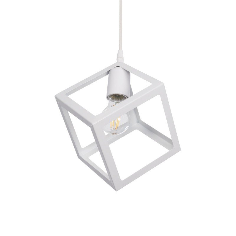 GLOBOSTAR® DISE 201-0052 Μοντέρνο Κρεμαστό Φωτιστικό Οροφής με Ντουί 1 x E27 AC 220-240V IP20 - Λευκό - Μ28 x Π28 x Υ31cm
