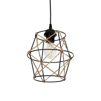 GLOBOSTAR® SOLON 201-0088 Vintage Κρεμαστό Φωτιστικό Οροφής με Ντουί 1 x E27 AC 220-240V IP20 - Μαύρο & Μπεζ - Μ22 x Π22 x Υ27cm