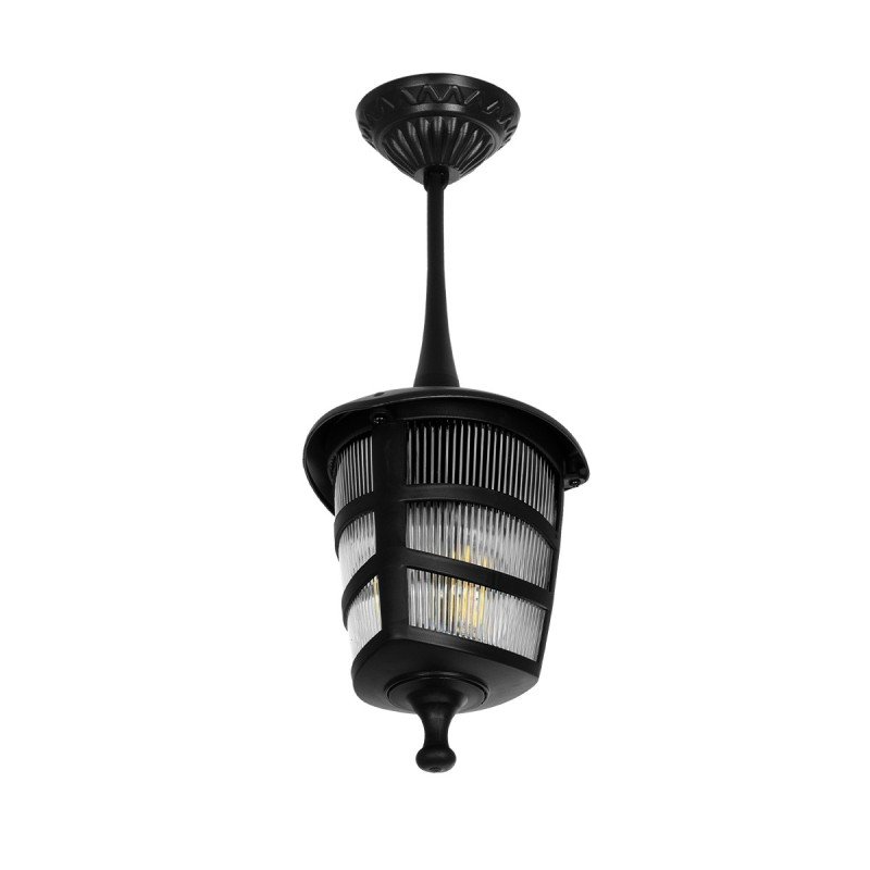 GLOBOSTAR® ZARDIN 203-0204 Vintage Φωτιστικό Οροφής με Ντουί 1 x E27 AC 220-240V IP44 - Μαύρο - Μ17 x Π17 x Υ42cm