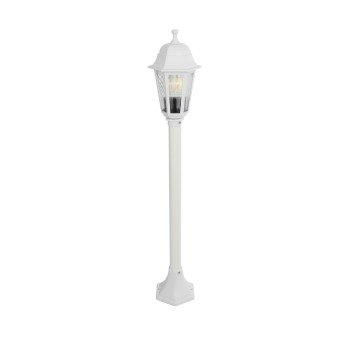 GloboStar® VITRO 203-0202 Vintage Επιδαπέδιο Φωτιστικό Κολωνάκι Κήπου  Μονόφωτο 1 x E27 IP44 Λευκό & Διάφανο Πλαστικό - Μ17 x Π17 x Υ100cm