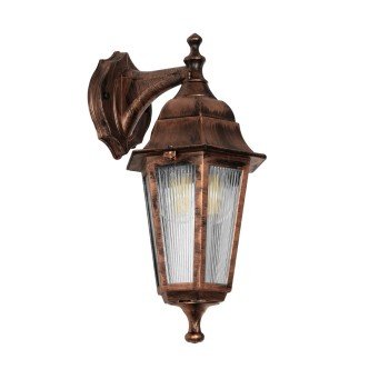 GLOBOSTAR® VITRO 203-0196 Vintage Φωτιστικό Τοίχου - Απλίκα με Ντουί 1 x E27 AC 220-240V IP44 - Χάλκινο - Μ17 x Π20 x Υ36cm