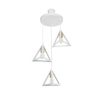 GLOBOSTAR® TRIANGLE 203-0166 Μοντέρνο Κρεμαστό Φωτιστικό Οροφής με Ντουί 3 x E27 AC 220-240V IP20 - Λευκό & Χρυσό - Μ67 x Π67 x Υ50cm