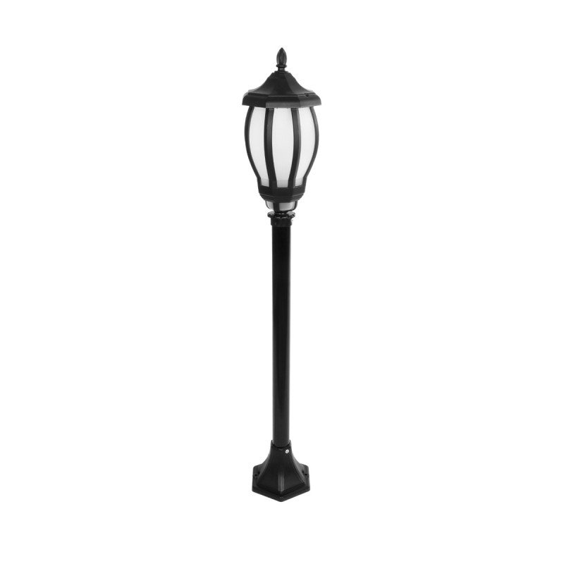 GloboStar® VERDI 203-0230 Vintage Επιδαπέδιο Φωτιστικό Κολωνάκι Κήπου Μονόφωτο 1 x E27 IP44 Μαύρο & Διάφανο Πλαστικό - Μ17 x Π17 x Υ104cm