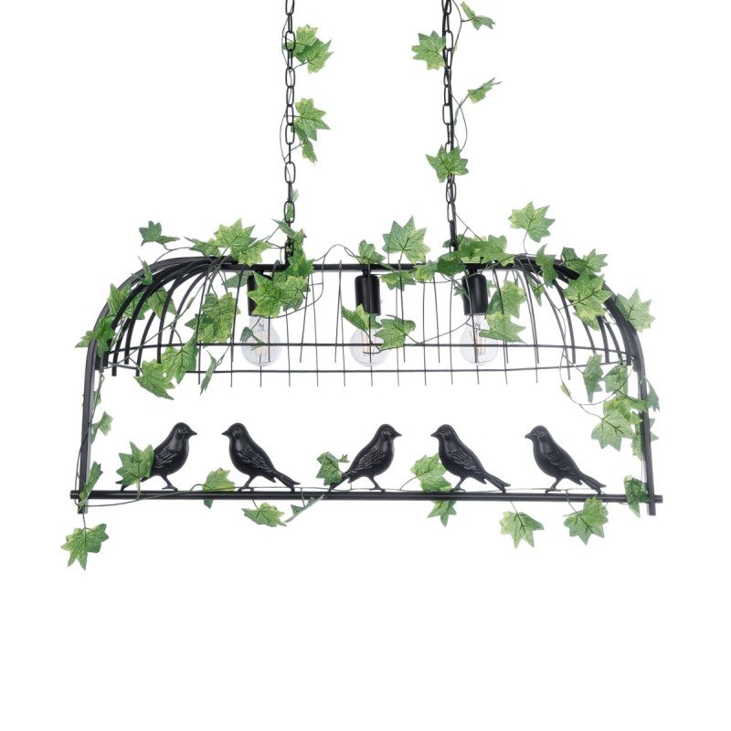 GLOBOSTAR® NEST 01646 Vintage Κρεμαστό Φωτιστικό Οροφής με Ντουί 3 x E27 AC 220-240V IP20 - Μαύρο & Πράσινο - Μ86 x Π38 x Y37cm