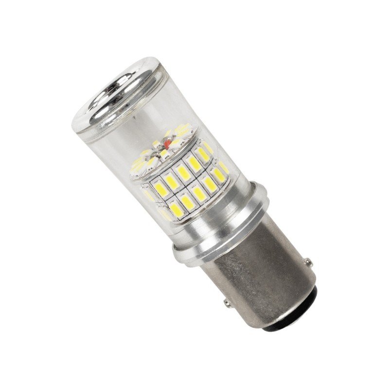 GLOBOSTAR® P21/5W-1157 81224 Λάμπα P21/5W 1157 BAY15D CANbus LED 5W 500lm 360° DC 12-24V IP20 Ψυχρό Λευκό 6000K - 48 x Epistar SMD4014 Chip - Μ2 x Π2 x Υ5cm - 1 Χρόνο Εγγύηση