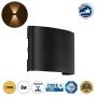 GLOBOSTAR® SIXOAD 60677 Μοντέρνο Φωτιστικό Τοίχου - Απλίκα LED 8W 800lm 30° AC 220-240V Αδιάβροχο IP65 Θερμό Λευκό 2700K - CREE XPE Chip & TÜV SÜD Driver - Μαύρο Ματ - Μ12 x Π4 x Υ8cm - 5 Χρόνια Εγγύηση