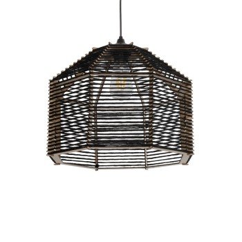 GLOBOSTAR® VORK 205-0027 Boho Κρεμαστό Φωτιστικό Οροφής με Ντουί 1 x E27 AC 220-240V IP20 - Μαύρο - M40 x Π40 x Υ36cm