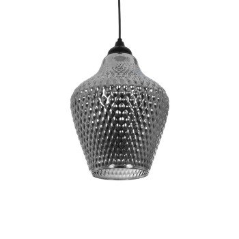 GLOBOSTAR® SKLO 206-0024 Μοντέρνο Κρεμαστό Φωτιστικό Οροφής με Ντουί 1 x E27 AC 220-240V IP20 - Μαύρο Φιμέ - Μ22 x Π22 x Υ31cm
