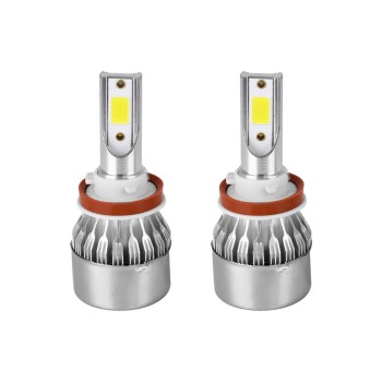 GLOBOSTAR® LEDKIT C6 82007 Λάμπα H11 LED 24W/48W 3600lm/7200lm 360° DC 12-24V Αδιάβροχο IP65 Ψυχρό Λευκό 6000K - CREE COB Chip - Μ3.5 x Π3.5 x Υ8.2cm - Πακέτο 2 Τεμαχίων - 1 Χρόνο Εγγύηση