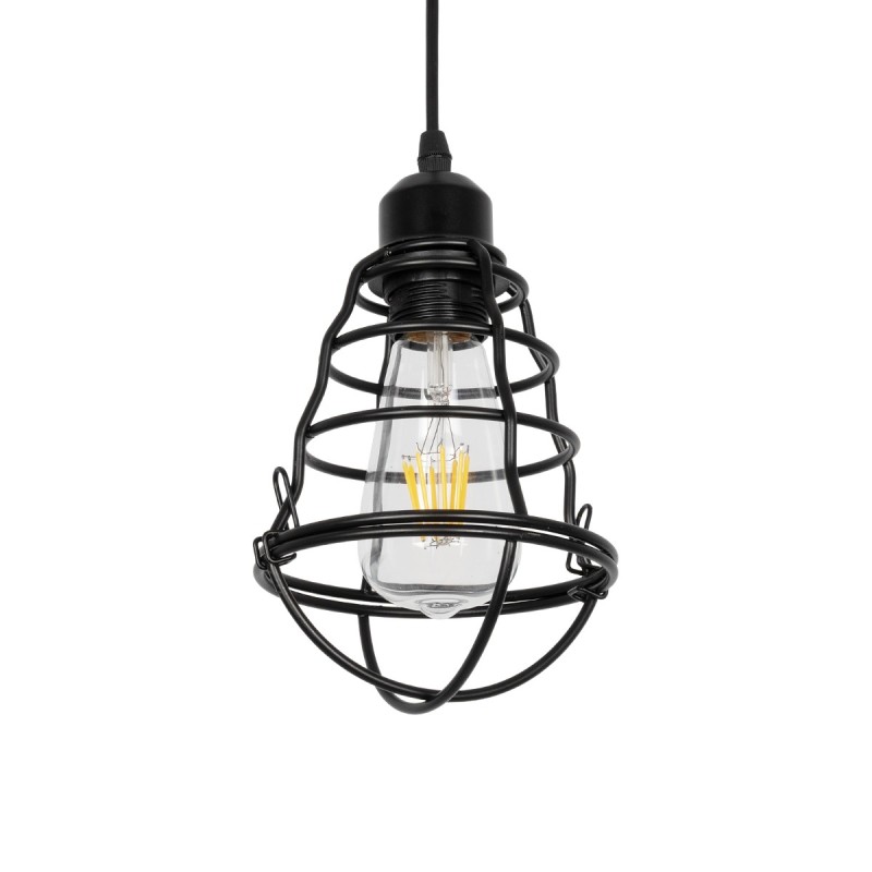 GLOBOSTAR® ALDO 999-0096 Vintage Κρεμαστό Φωτιστικό Οροφής με Ντουί 1 x E27 AC 220-240V IP20 - Μαύρο - Μ15 x Π15 x Υ24cm