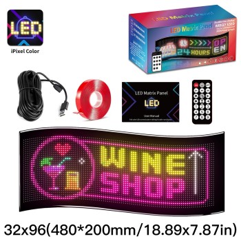 GLOBOSTAR® MATRIX GLB-106-0009 Εύκαμπτη Κυλιόμενη Ψηφιακή Επιγραφή 48x20cm P4.5 96x32 Pixel LED 10W AC 220-240V Αδιάβροχο IP65 Πολύχρωμο RGB - Bluetooth Control μέσω iPIXEL APP - Μ48 x Π0.4x Υ20cm - 2 Χρόνια Εγγύηση