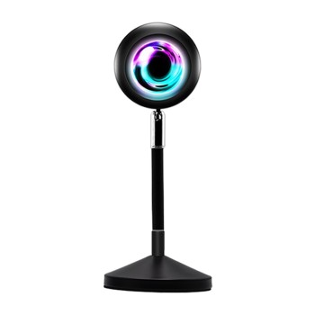 GLOBOSTAR® SUNSET GLB-106-0022 Επιτραπέζιο Φωτιστικό Πορτατίφ Προτζέκτορας Sunset με RF Ασύρματο Χειριστήριο & Λειτουργία μέσω WiFi APP LED 6W 360lm 60° AC 220-240V IP20 Πολύχρωμο RGB Dimmable - Sanan SMD Chip - Μαύρο - Μ10 x Π10 x Υ27cm - 2 Χρόνια Εγ