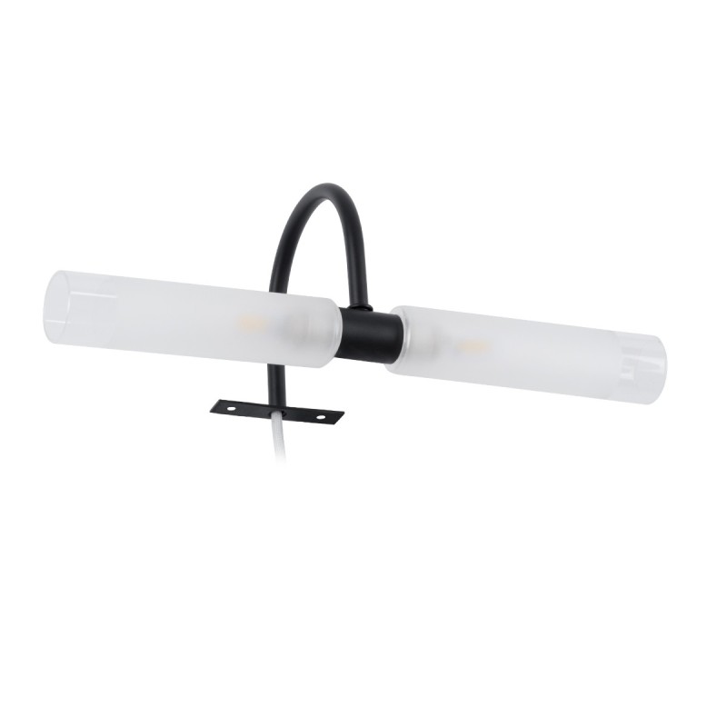 GLOBOSTAR® FLORA 60412 Μοντέρνο Φωτιστικό Τοίχου - Απλίκα Καθρέπτη Μπάνιου με Ντουί 2 x G9 AC 220-240V IP44 - Μαύρο Ματ - Μ31 x Π13 x Υ12cm