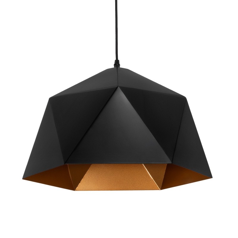GLOBOSTAR® HEXAGON 01195 Μοντέρνο Κρεμαστό Φωτιστικό Οροφής με Ντουί 1 x E27 AC 220-240V IP20 - Μαύρο & Χρυσό - Μ45 x Π45 x Υ28cm