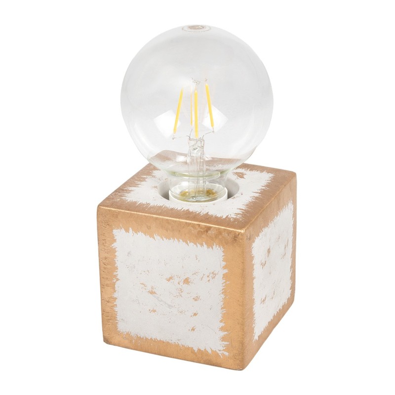 GLOBOSTAR® CEMENT 99403 Μοντέρνο Επιτραπέζιο Φωτιστικό Πορτατίφ με Ντουί 1 x E27 AC 220-240V IP20 - Χρυσό & Γκρι - M10 x Π10 x Υ10cm