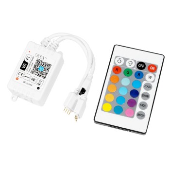 GloboStar® 73411 Ασύρματος Smart Home Wi-Fi LED RGB Controller με 2 Εξόδους RGB και Χειριστήριο IR DC 12V Max 100W - DC 24V Max 200W Μ17xΠ3.5xΥ2