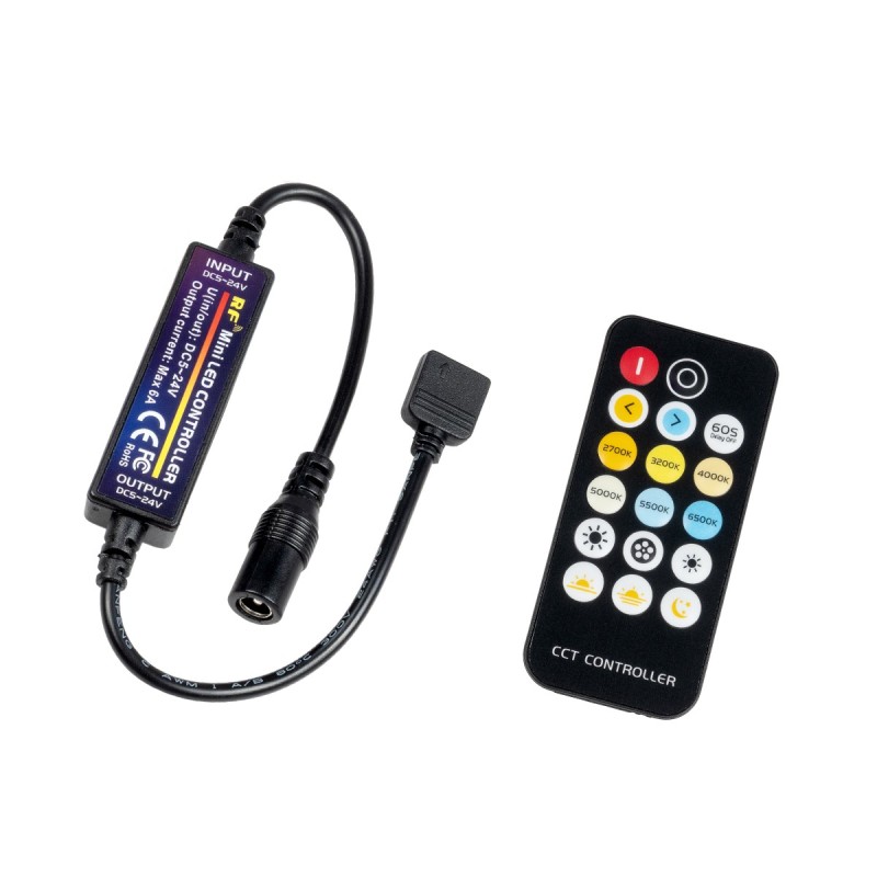 GLOBOSTAR® CCTCONTROLLER 73356 Σετ Dimmer / Controller με RF Ασύρματο Χειριστήριο με 2 x 3A 72W Κανάλια DC 12-24V 6A 144W Max IP20 - RF2.4Ghz - Μ30 x Π1.7 x Υ1cm - 2 Χρόνια Εγγύηση
