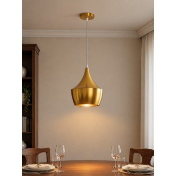 GLOBOSTAR® SHANGHAI 01544 Μοντέρνο Κρεμαστό Φωτιστικό Οροφής με Ντουί 1 x E27 AC 220-240V IP20 - Χρυσό Πλατίνα - Μ24 x Π24 x Υ30cm