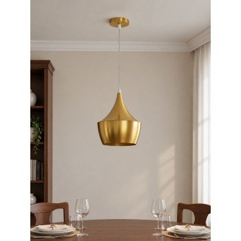 GLOBOSTAR® SHANGHAI 01544 Μοντέρνο Κρεμαστό Φωτιστικό Οροφής με Ντουί 1 x E27 AC 220-240V IP20 - Χρυσό Πλατίνα - Μ24 x Π24 x Υ30cm