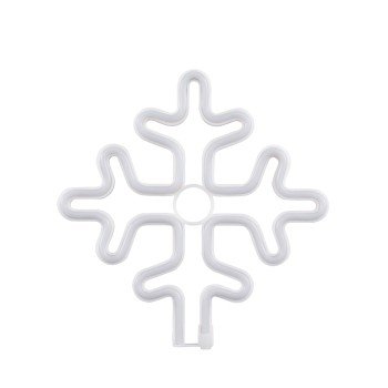GloboStar® 78581 Φωτιστικό Ταμπέλα Φωτεινή Επιγραφή NEON LED Σήμανσης SNOWFLAKE 5W με Καλώδιο Τροφοδοσίας USB - Μπαταρίας 3xAAA (Δεν Περιλαμβάνονται) - Ψυχρό Λευκό 6000K