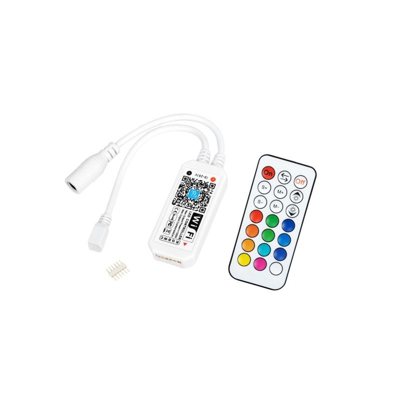 GLOBOSTAR® 73430 AURORA RGB+CCT Controller 5CH DC 12-24V 4A 100W Max IP20 - WiFi + RF 2.4GHz Ασύρματο Χειριστήριο - M5.5xΠ3xΥ2cm - 2 Χρόνια Εγγύηση