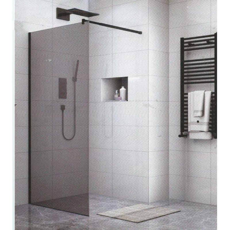 PANEL ΤΖΑΜΙ GREY 90*195h/8mm ME ΜΠΡΑΤΣΟ ΜΑΥΡΟ 70-120cm 90-1602