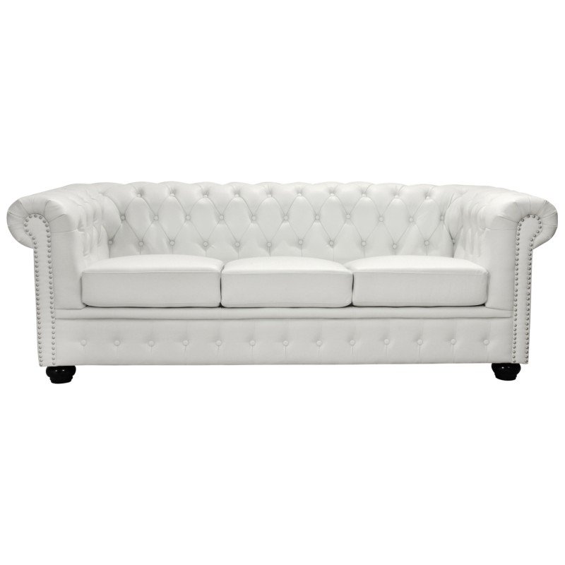 ΚΑΝΑΠΕΣ 3ΘΕΣΙΟΣ T.CHESTERFIELD HM3009.02 ΤΕΧΝΟΔΕΡΜΑ ΛΕΥΚΟ ΜΑΤ 208x90x73 εκ.