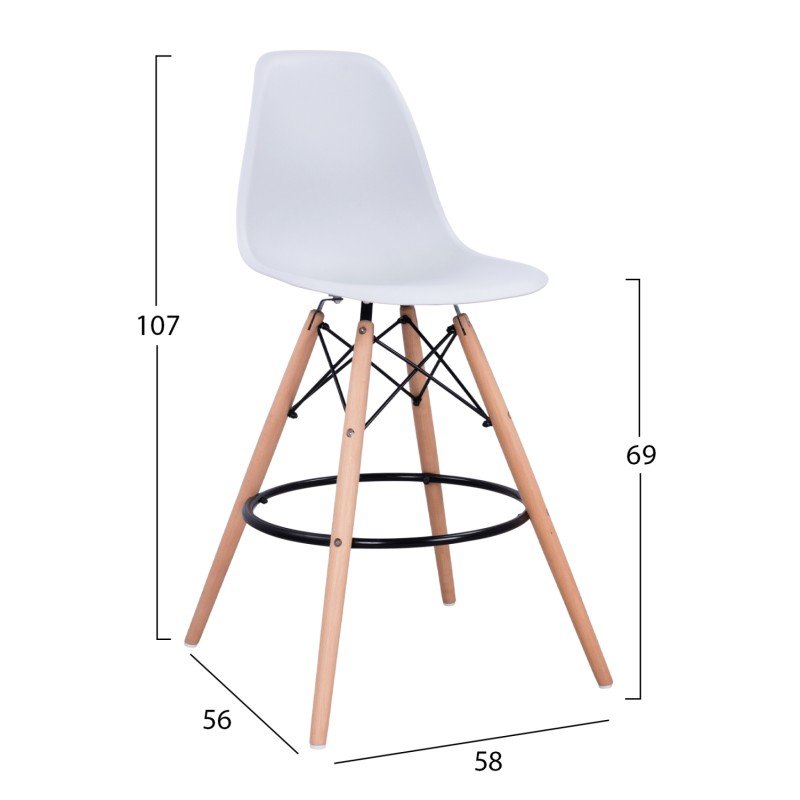 ΣΚΑΜΠΟ ΜΠΑΡ RENATA HM0173.01 ΛΕΥΚΟ 58x56x107Υ εκ.