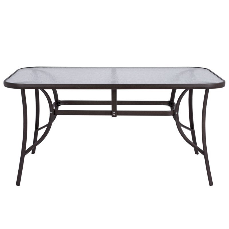 ΤΡΑΠΕΖΙ BRUNO 150X90Χ72Υεκ. ΚΑΦΕ ΜΕΤΑΛΛΙΚΟ ΜΕ ΓΥΑΛΙΝΗ ΕΠΙΦΑΝΕΙΑ HM5145.02