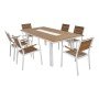 ΣΕΤ ΤΡΑΠΕΖΑΡΙΑΣ TABER HM10738.01 ΤΡΑΠΕΖΙ & 6 ΠΟΛΥΘΡΟΝΕΣ-ΑΛΟΥΜΙΝΙΟ & POLYWOOD-ΛΕΥΚΟ