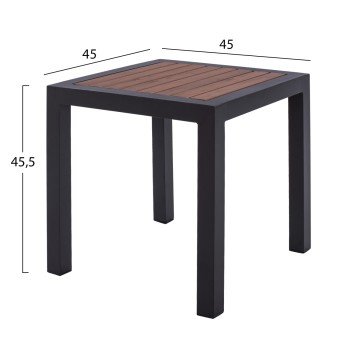 ΤΡΑΠΕΖΙ ΑΛΟΥΜΙΝΙΟΥ SABRA HM5403.02 ΓΚΡΙ ΜΕ POLYWOOD 45Χ45X45,5Yεκ.