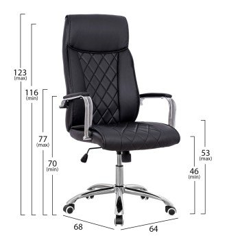 ΚΑΡΕΚΛΑ ΓΡΑΦΕΙΟΥ SHAILA HM1104.01 ΣΕ ΧΡΩΜΑ ΜΑΥΡΟ 64x68x116-123Υεκ.